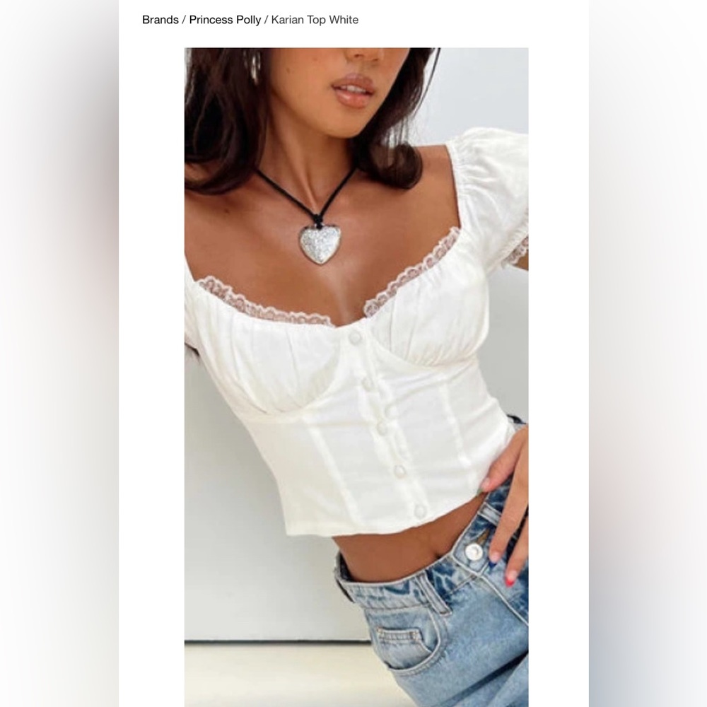 Princess Polly Karian Top in White - US Size 6